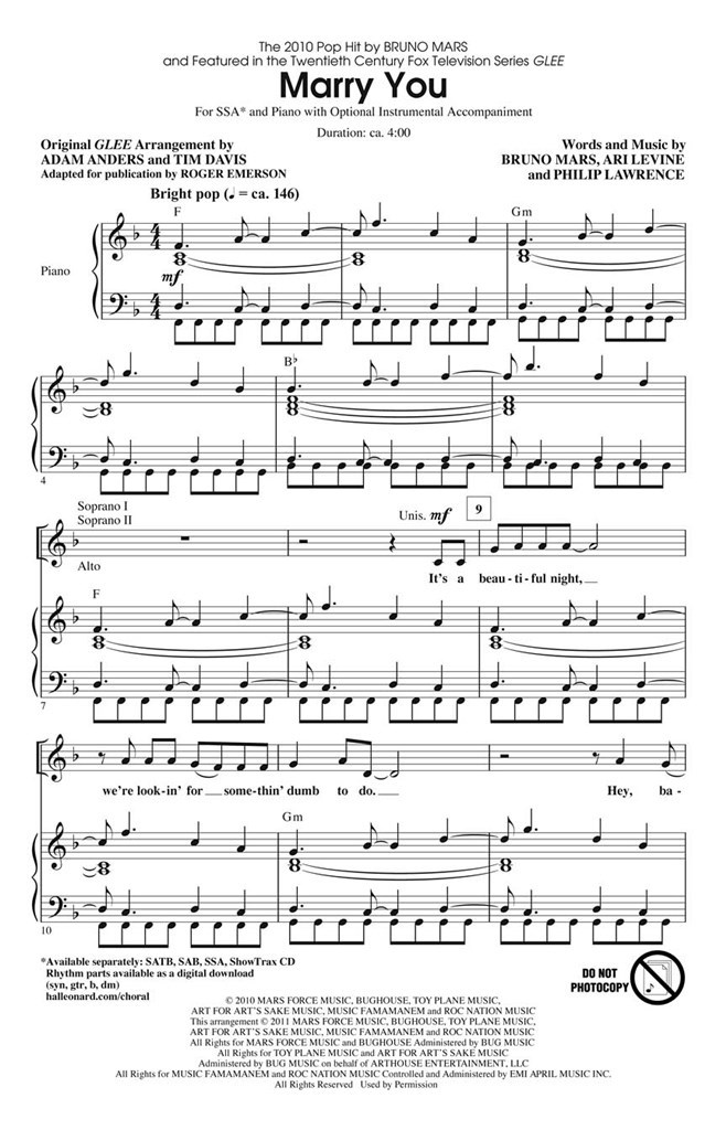 Marry You (featured in Glee)
